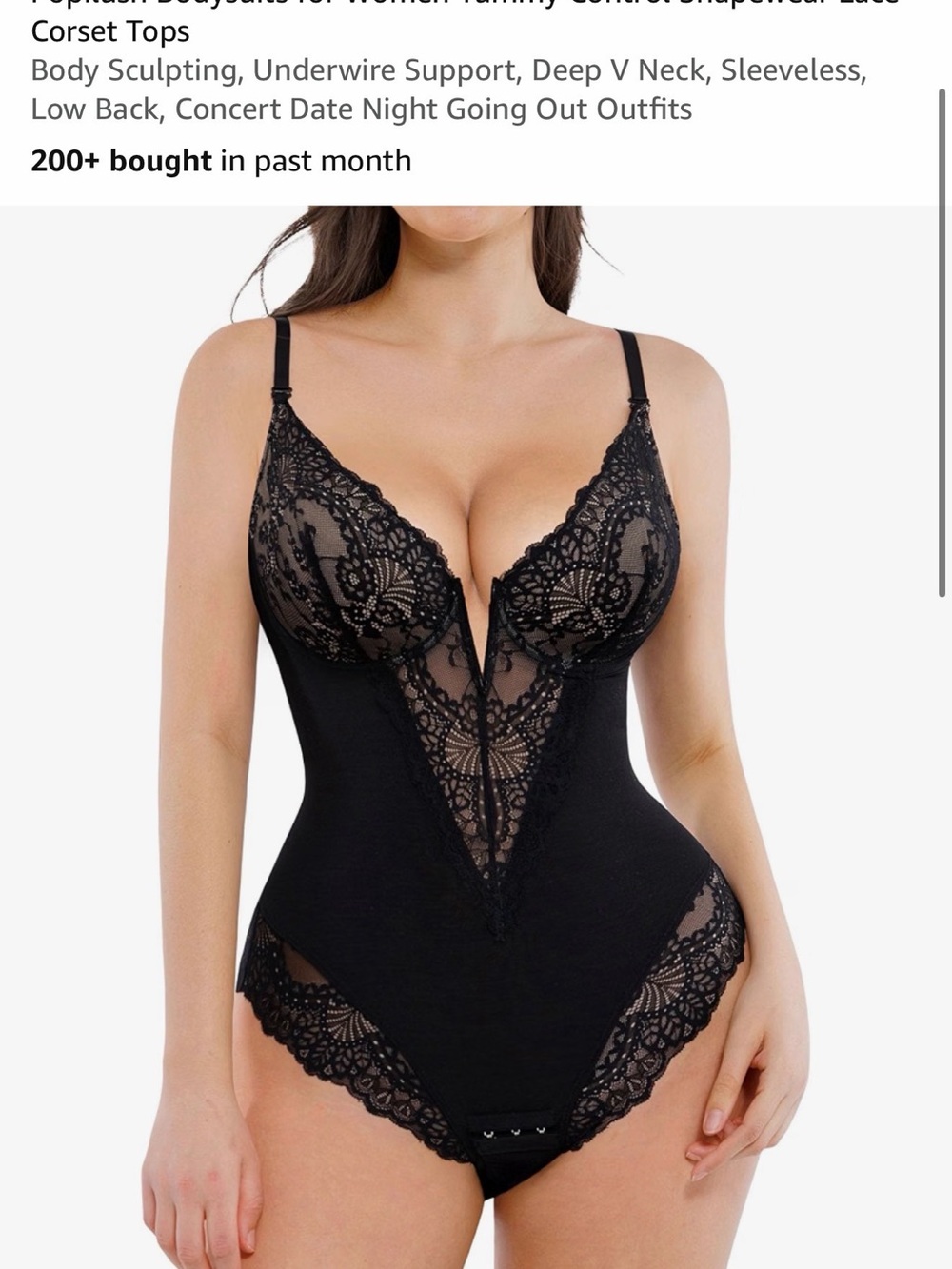 Black Lace-Trim Bodysuit with Sheer Cups - Women's Intimates
